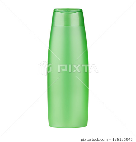 hair shampoo, shower gel in green bottle isolated on white background 126135045