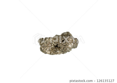 pyrite mineral stone macro on white background pyrite mineral stone macro on white background 126135127