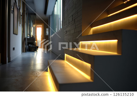 Modern staircase with built in LED step lighting Modern staircase with built in LED step lighting 126135210