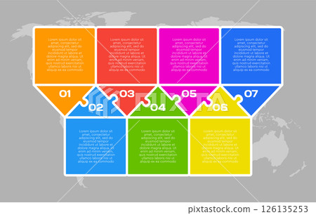 Seven steps line infographic, puzzle timeline 126135253