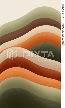 Abstract wavy landscape in warm earthy color palette 126135981