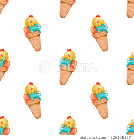 A Colorful and Cheerful Pattern of Ice Cream Cones Ideal for Fun and Playful Designs 126136157