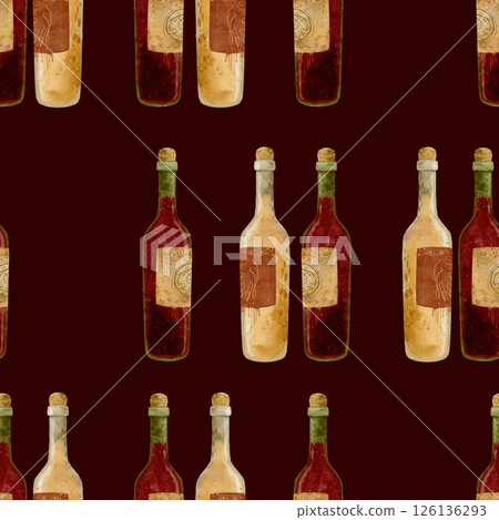 An Elegant and Beautiful Pattern of Various Bottles Set Against a Dark Background 126136293