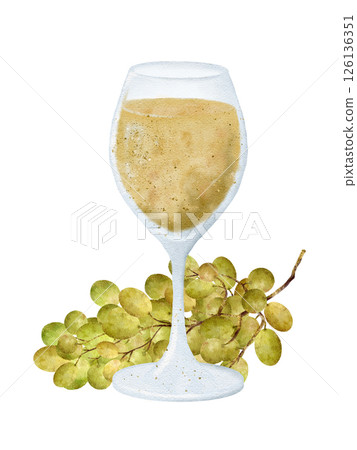 A Charming White Wine Glass Filled with Fresh Grapes, Perfect for Any Occasion and Celebration 126136351