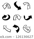 arrow pointers outline and flat design icon set 126136627