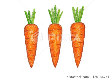 Crayon style illustration of three carrots 126136741