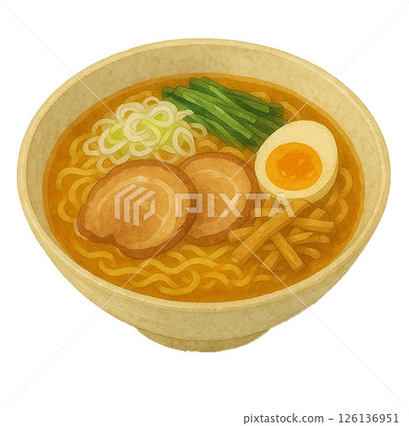 醬油拉麵的水彩風格插圖 126136951