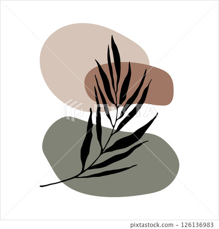 Artistic Leaf with Organic Blobs. Perfect for abstract nature-inspired compositions, posters, or digital art. 126136983