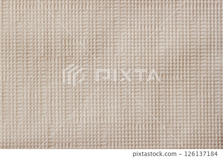Beige art paper canvas texture, geometric embossed pattern and soft woven grid across surface. Concept of fabric, texture and minimal background 126137184