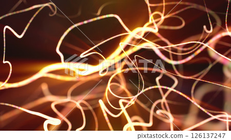 Golden-orange glowing light trails forming a dynamic and flowing abstract pattern futuristic backdrop Golden-orange glowing light trails forming a dynamic and flowing abstract pattern futuristic backdrop 126137247