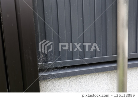 Spider webs on the exterior wall 126138099