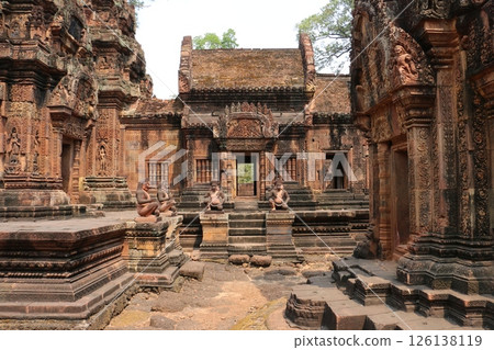 Intricately carved ruins at Angkor Banteay Srei 126138119
