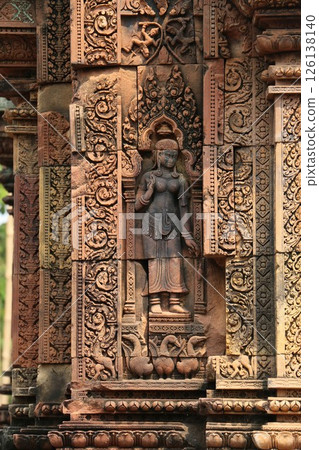 Intricately carved ruins at Angkor Banteay Srei Intricately carved ruins at Angkor Banteay Srei 126138140