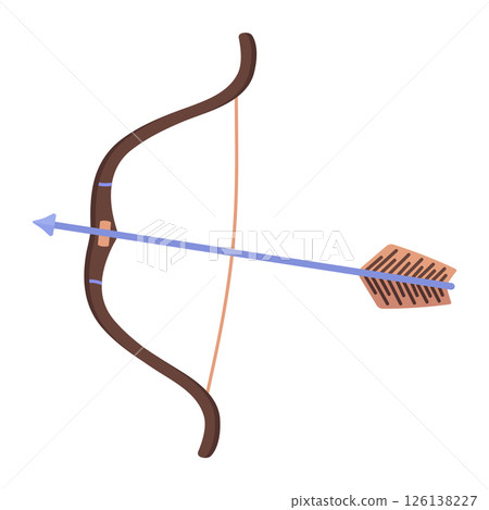 Bow and arrow, archery, medieval equipment, vector colorful illustration 126138227