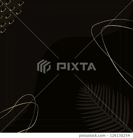 Black background with abstract gold elements, vector template for banners, posters, product cards for marketplaces, square shape, minimal style Black background with abstract gold elements, vector template for banners, posters, product cards for marketplaces, square shape, minimal style 126138254