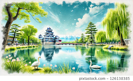 嫩葉新綠的松本城 126138385