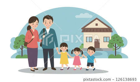 An illustration of a family having fun on a trip 126138693