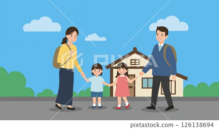 Illustration of a family going out 126138694