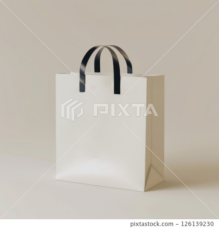 White paper shopping bag . Black friday sale, discount, recycling, shopping and ecology concept. 126139230