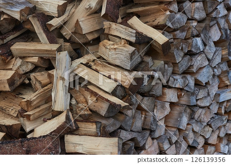 Wood Log Pile Closeup 126139356