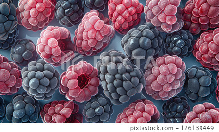 closeup view collection raspberries blackberries focus 126139449