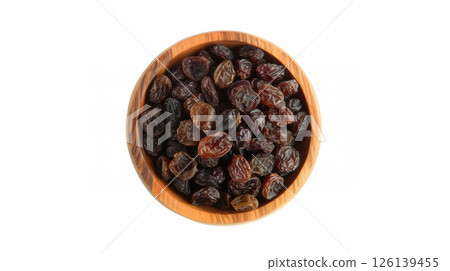 topdown view wooden bowl filled dried 126139455