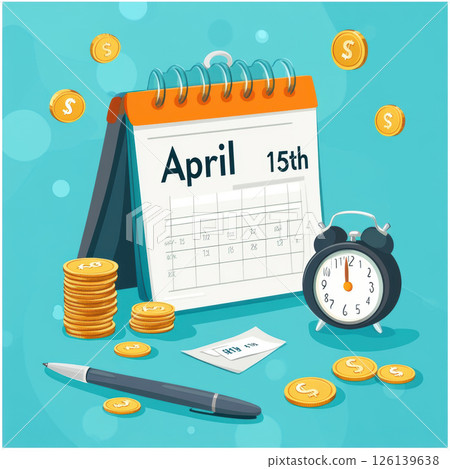 stylized illustration calendar date april 15th 126139638