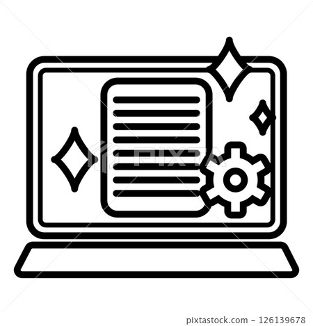Illustration of paperless system management and document management - simple black and white icon 126139678