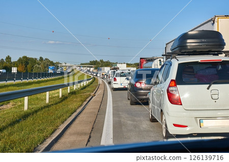 Road traffic jam on highway Road traffic jam on highway 126139716