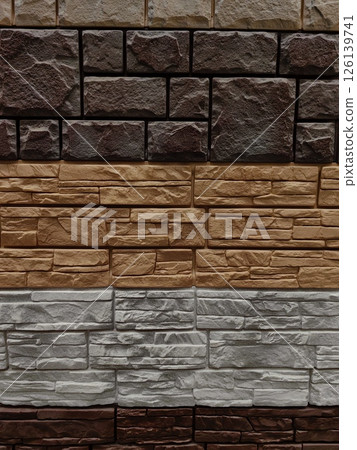 textures decorative stone wall featuring various colors and shapes that enhance architectural beauty 126139741