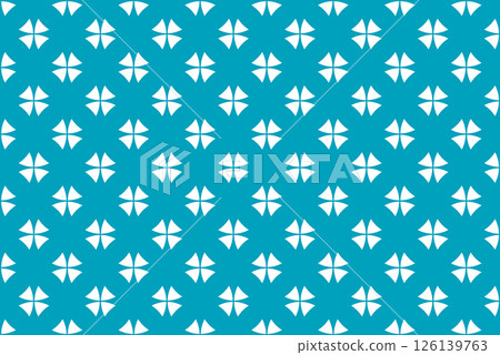 Symmetrical pattern in light blue (traditional Japanese color) - cute color like a four-leaf clover _2 126139763