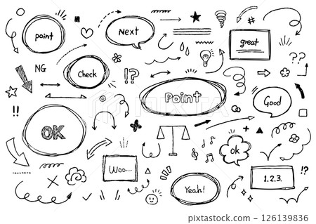 Hand-drawn doodle_blackboard whiteboard frame arrow doodle rough illustration vector 126139836