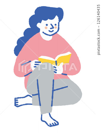 一位女士在房間裡看書_顏色 一位女士在房間裡看書_顏色 126140435