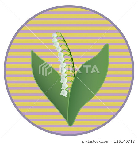 Lily of the valley illustration with circular background Lily of the valley illustration with circular background 126140718