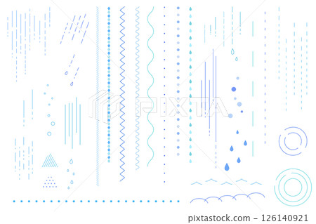 A set of simple decorative borders and lines that evoke the image of rain (wavy lines, wavy patterns, dotted lines) A set of simple decorative borders and lines that evoke the image of rain (wavy lines, wavy patterns, dotted lines) 126140921