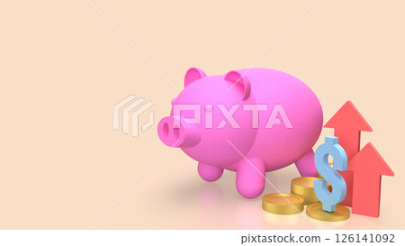 The Piggy Bank and coins for Business concept 3d Rendering. 126141092