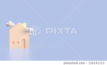 The Wood House and cloud for property concept 3d Rendering. 126141113