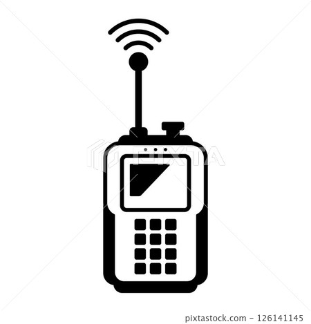 Black walkie talkie icon for communication. Black walkie talkie icon for communication. 126141145