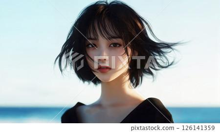 A woman who turns around 126141359