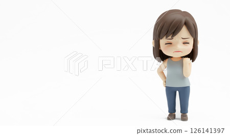 一位患有肩痛的女性的插圖 一位患有肩痛的女性的插圖 126141397