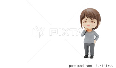 Illustration of a woman suffering from shoulder pain 126141399