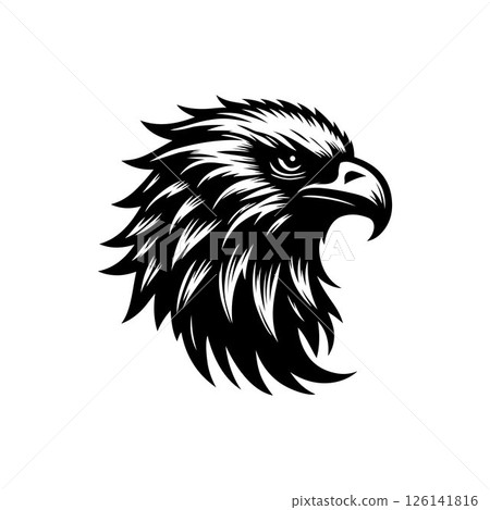 Eagle head silhouette logo icon vector art illustration design template 126141816