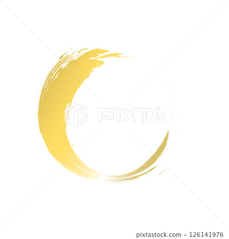 金色圓圈簡單刷字母風格插畫素材透明白色背景 126141976