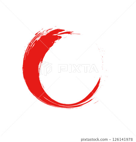 Simple round brush-style illustration material, red, transparent white background 126141978