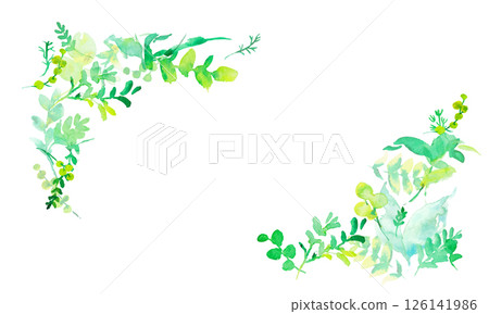 水彩。帶有水彩畫風格的植物向量插圖。水彩綠葉素材。環境。生態。 126141986