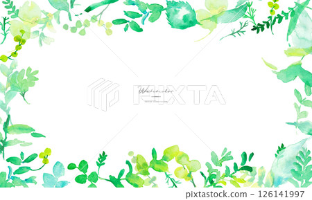 水彩。帶有水彩畫風格的植物向量插圖。水彩綠葉素材。環境。生態。 126141997