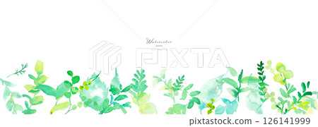 水彩。帶有水彩畫風格的植物向量插圖。水彩綠葉素材。環境。生態。 126141999