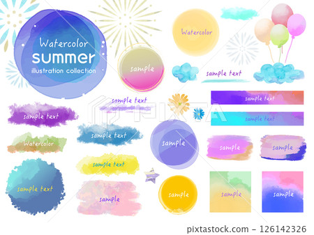 Summer color watercolor frame set 126142326