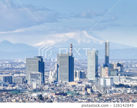 Aerial view of Saitama New Urban Center and Mt. Fuji, Saitama City Aerial view of Saitama New Urban Center and Mt. Fuji, Saitama City 126142845