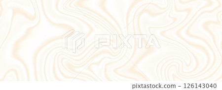 Light beige psychedelic lines texture. Abstract trippy marble effect background. Swirl wavy striped pattern for banner, poster, cover, floor print swatch. Yellow liquid funky backdrop. Vector 126143040